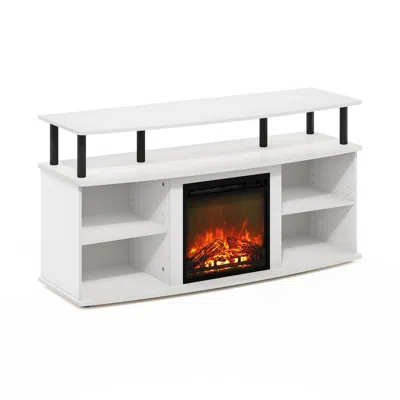 Furinno Open Shelving Storage Fireplace Entertainment Center For Tv Up To 55 Inch