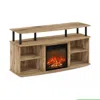 Furinno Open Shelving Storage Fireplace Entertainment Center For Tv Up To 55 Inch In Neutral