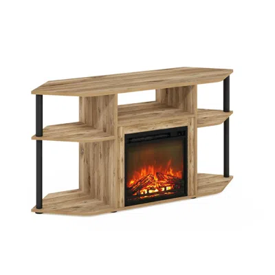 Furinno Open Storage Corner Fireplace Tv Entertainment Center For Tv Up To 55 Inch In Neutral