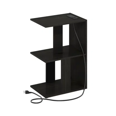Furinno Open Storage Sofa Side Table, End Table With Usb And Type-c Charging Port