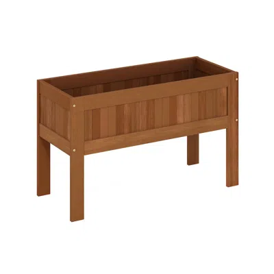 Furinno Outdoor Elevated Standing Planter Box, Raised Garden Bed With Legs, Natural In Brown