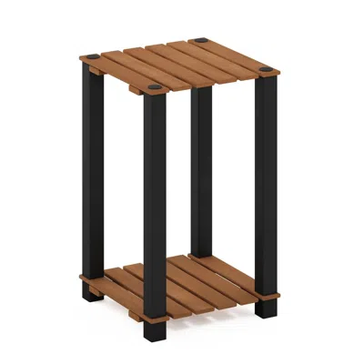 Furinno Pangkor 2-tier Turn-n-tube Indoor Outdoor Plant Shelf Wood Side Table In Brown