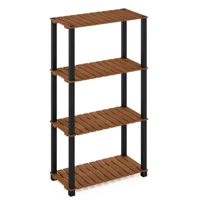 Furinno Pangkor 4-tier Turn-n-tube Indoor Outdoor Plant Shelf Wood Stand In Brown