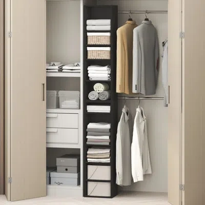 Furinno Pasir 10-tier Closet Organizers And Storage, Open Shelf, Storage Organizer, 12-inch Width, For Close In Blackwood
