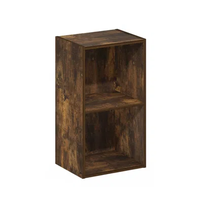 Furinno Pasir 2-tier Open Shelf Bookcase, Amber Pine In Brown