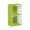 Furinno Pasir 2-tier Open Shelf Bookcase, Green/white