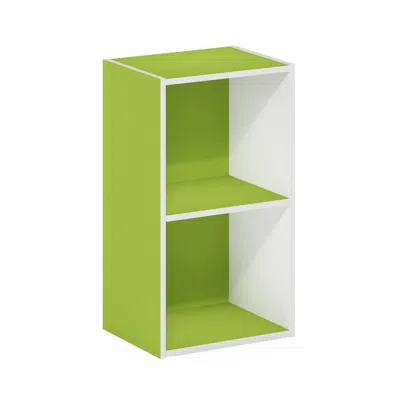 Furinno Pasir 2-tier Open Shelf Bookcase, Green/white