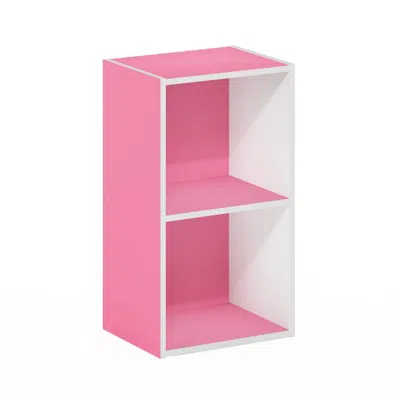 Furinno Pasir 2-tier Open Shelf Bookcase, Pink/white