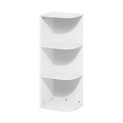 Furinno Pasir 3-tier Corner Open Shelf Bookcase, White In Blue