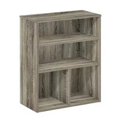 Furinno Pasir 3 Tier Display Bookcase, French Oak In Gray