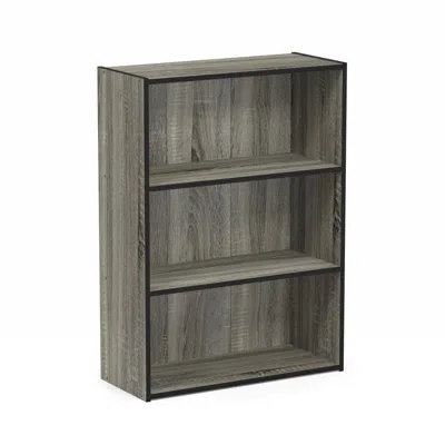 Furinno Pasir 3 Tier Open Shelf Bookcase, French Oak Grey, 11208gyw In Gray