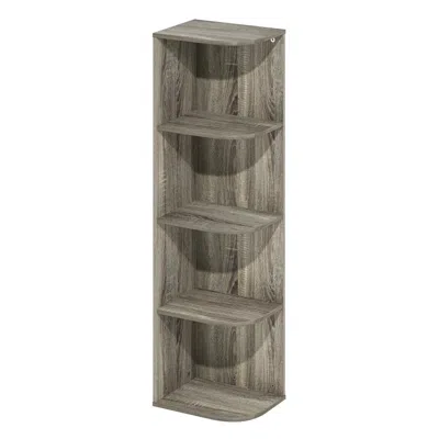 Furinno Pasir 4-tier Corner Open Shelf Bookcase, French Oak