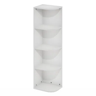 Furinno Pasir 4-tier Corner Open Shelf Bookcase, White