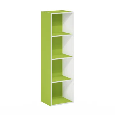 Furinno Pasir 4-tier Open Shelf Bookcase, Green/white