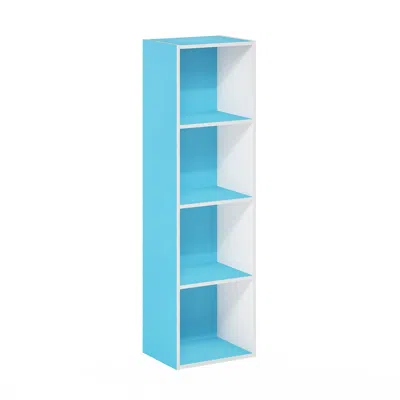 Furinno Pasir 4-tier Open Shelf Bookcase, Light Blue/white