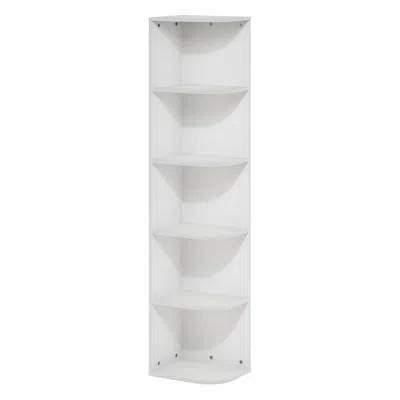 Furinno Pasir 5-tier Corner Open Shelf Bookcase, White