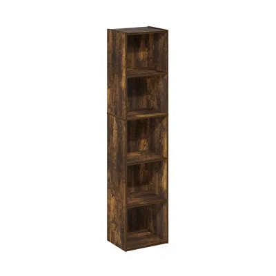 Furinno Pasir 5-tier Open Shelf Bookcase, Amber Pine