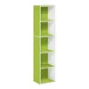 Furinno Pasir 5-tier Open Shelf Bookcase, Green/white