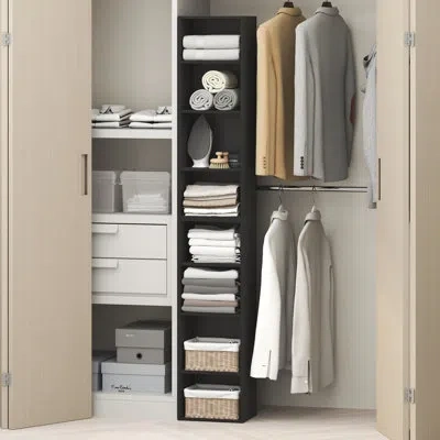 Furinno Pasir 8-tier Closet Organizers And Storage, Open Shelf, Storage Organizer, 12-inch Width, For Closet In Blackwood