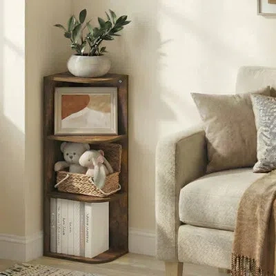Furinno Pasir Book Shelf, 3-tier Corner Bookshelf With Open Shelf, Standing Bookcase, 9.3 X 12 X 31.5, For O In Neutral