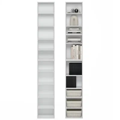 Furinno Pasir Book Shelf Set Of 2, 10-tier Bookshelf, Bookcase With Open Shelf, 9.2 X 11.8 X 78.7, For Livin In White
