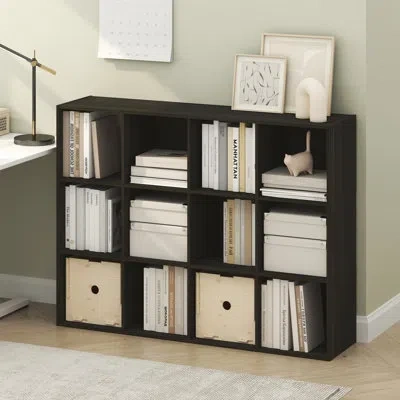 Furinno Pelli Book Shelf, 12-cube Bookshelf, Cube Storage Organizer Bookcase, 11.7 X 47.6 X 36, For Living R In Espresso