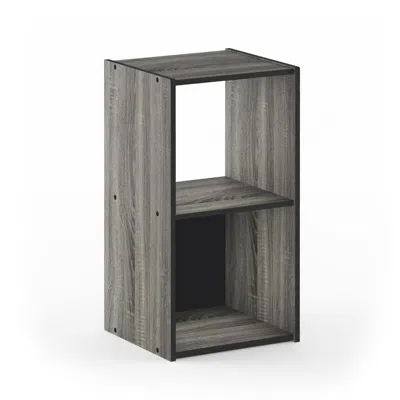 Furinno Pelli Cubic Storage Cabinet, 2x1, French Oak Grey/black, 18049gyw