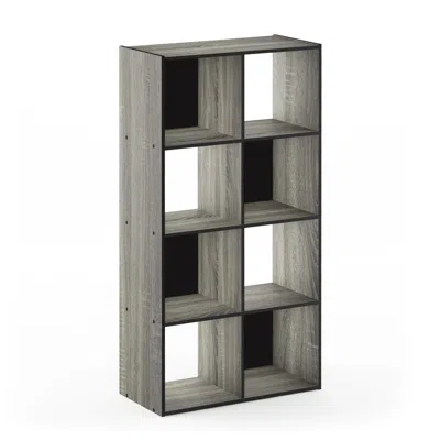 Furinno Pelli Cubic Storage Cabinet, 4x2, French Oak Grey/black, 18054gyw In Gray