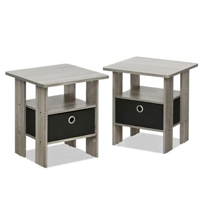 Furinno Petite End Table Bedroom Night Stand, Set Of Two In Brown