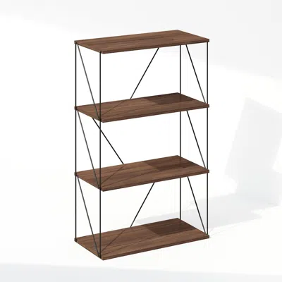 Furinno Rata 4-tier Industrial Multipurpose Flat Base Bookshelf, Bookcase