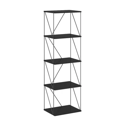 Furinno Rata 5-tier Industrial Multipurpose Flat Base Shelf Display Rack In Black