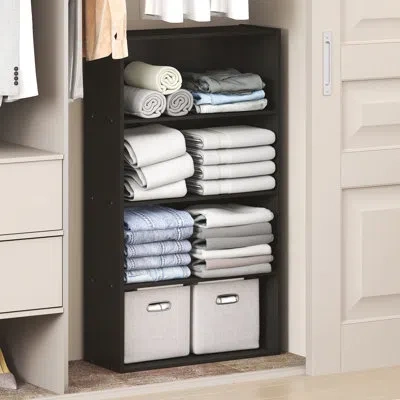 Furinno Reed Closet Organizers And Storage, 4-tier Closet Organizer, Open Shelf Closet Storage, For Wardrobe