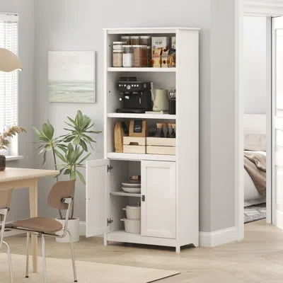Furinno + Robin Multipurpose Open Shelves And Storage Cabinet, Pantry Cabinet, Kitchen Cabinet With Doors, W