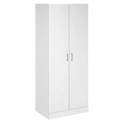 Furinno + Robin Wardrobe Cabinet, Wardrobe Closet With Hanging Rod, White