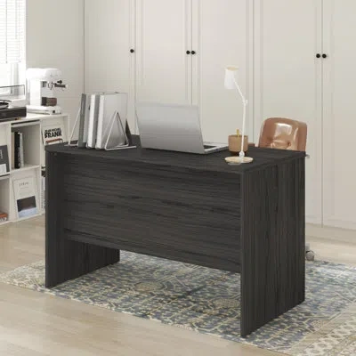 Furinno Roger Office Desk, 47 Inch Executive Desk, Computer Desk, With Desk Cord Grommet, For Home Study, Of In Coastal Gray