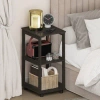 Furinno Romain Nightstand, 2-tier Tall Night Stand With Open Shelf, Open Frame Bedside Table, End Table, Sid In Black