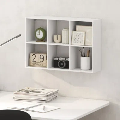 Furinno Rossi 6-cube Floating Shelves For Wall, Wall Mount Organizer, Desktop Organizer, Bookshelf, For Home In White