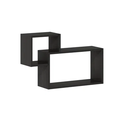Furinno Rossi Interweave Wall Mount Floating Decorative Shelf, Set Of 2, Espresso In Black
