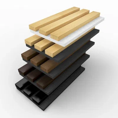 Furinno Seni Acoustic Solid Wood Wall Panels Set Of 5, Small Acoustic Slat Wall Paneling For Interior And Ce In Multi