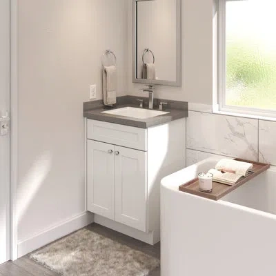 Furinno Shaker Bath Vanity Cabinet Without Top , Ready To Assemble, 21 D X 24 W X 34.5 H, White
