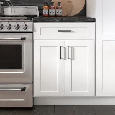 Furinno Shaker Drawer Base Kitchen Cabinet With 2-doors, Ready To Assemble, 24 D X 34.5 H, White In Painted