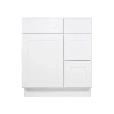Furinno Shaker Drawers Right Bath Vanity Cabinet Without Top, Ready To Assemble, 21 D X 30 W X 34.5 H, White