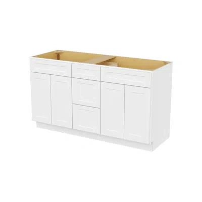 Furinno Shaker One Drawer Stack Bath Vanity Cabinet Without Top, Ready To Assemble, 21 D X 60 W X 34.5 H, Wh In White