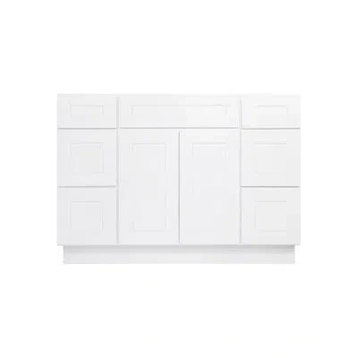 Furinno Shaker Two Drawer Stack Bath Vanity Cabinet Without Top, Ready To Assemble, 21 D X 48 W X 34.5 H, Wh In White