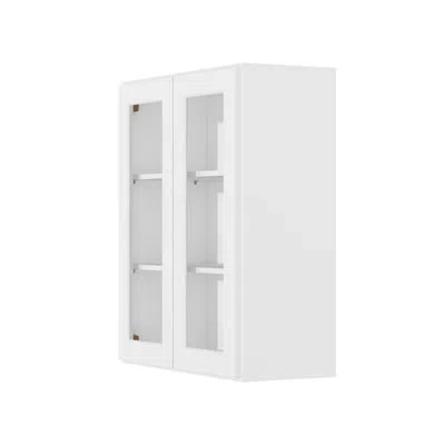 Furinno Shaker Wall Kitchen Cabinet, With 2 Doors, 3 Shelves, Glass Not Included, Ready To Assemble, 12 D X  In Painted