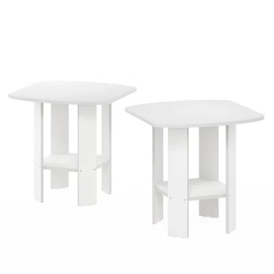 Furinno Simple Design End Table, White, Set Of 2