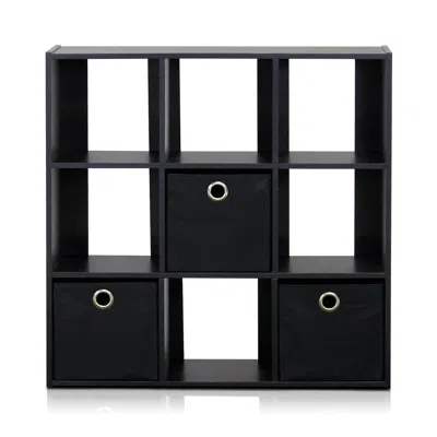 Furinno Simplistic 9-cube Organizer With Bins, Espresso/black