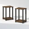 Furinno Simplistic Compact Bedside Table, Nightstand, Amber Pine/black, Set Of 2