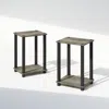 Furinno Simplistic Compact Bedside Table, Nightstand, French Oak/black, Set Of 2