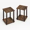Furinno Simplistic End Table, Set Of Two, Black Walnut/brown